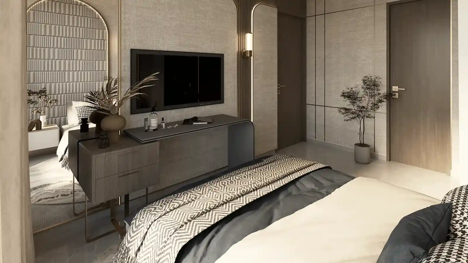 Luxurious master bedroom interior at Hiranandani Eleva Goa