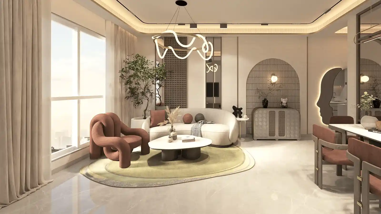 Spacious living room interior at Hiranandani Bandra Bay Bandra West