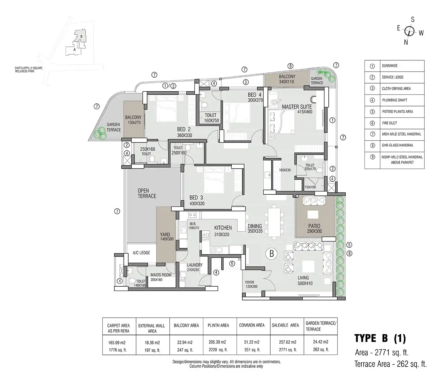 Hiranandani Estate 3 BHK Apartment Floor Plan